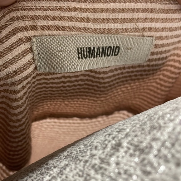 Humanoid dress romper small stripe pink cream taupe minimalist lagenlook texture - Picture 3 of 4